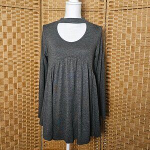 Hailey & Co Babydoll Long Sleeve Tunic Top Gray NWOT
